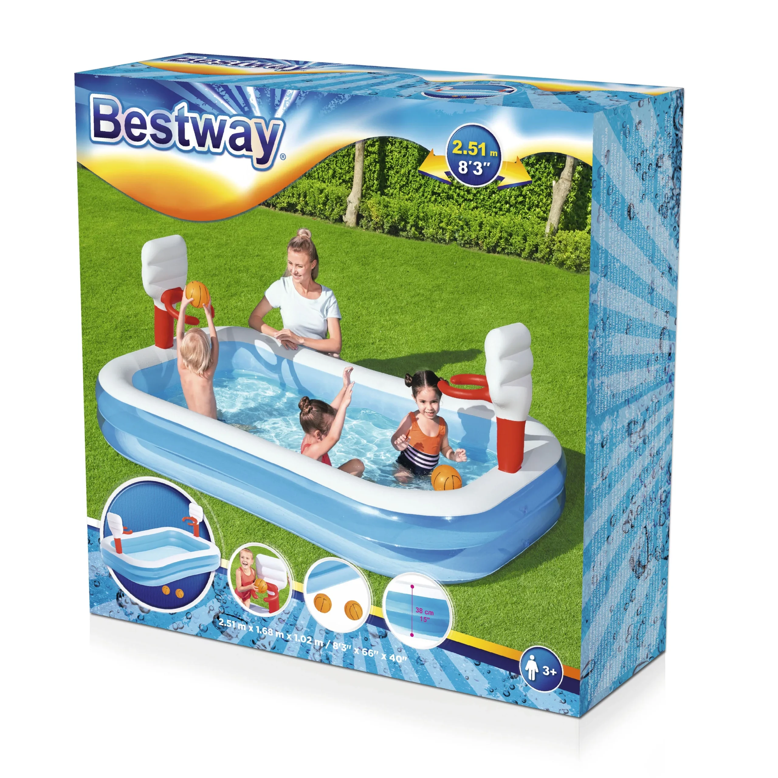 Bestway Bestway® Plain ABS Plastic & PVC Family Fun Pool (W) 1.68m X (L) 2.51m 7 Bestway Bestway® Plain ABS Plastic & PVC Family Fun Pool (W) 1.68m X (L) 2.51m - Image 5