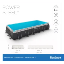 Bestway Power Steel® Plain Polyvinyl Chloride (PVC) & Steel Pool (W) 3.66m X (L) 7.32m -Garden & Outdoors bestway power steel plain polyvinyl chloride pvc steel pool w 3 66m x l 7 32m6942138987195 01t