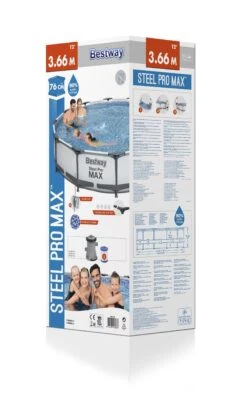 Bestway Steel Pro Max Polyvinyl Chloride (PVC) Family Swimming Pool (W) 3.97m X (L) 3.66m -Garden & Outdoors bestway steel pro max polyvinyl chloride pvc family swimming pool w 3 97m x l 3 66m6942138981889 04c bq