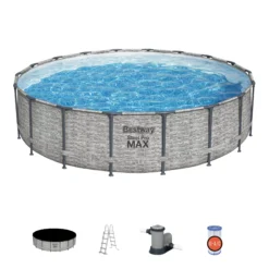 Bestway Steel Pro MAX™ Realistic Stone Print Polyvinyl Chloride (PVC) & Steel Pool (W) 5.49m X (L) 5.49m -Garden & Outdoors bestway steel pro max realistic stone print polyvinyl chloride pvc steel pool w 5 49m x l 5 49m6941607310502 10c