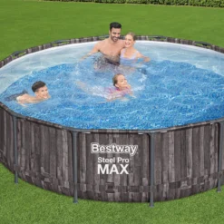 Bestway Steel Pro MAX™ Wood Effect Polyvinyl Chloride (PVC) & Steel Pool (W) 4.27m X (L) 4.27m -Garden & Outdoors bestway steel pro max wood effect polyvinyl chloride pvc steel pool w 4 27m x l 4 27m6942138983968 01i