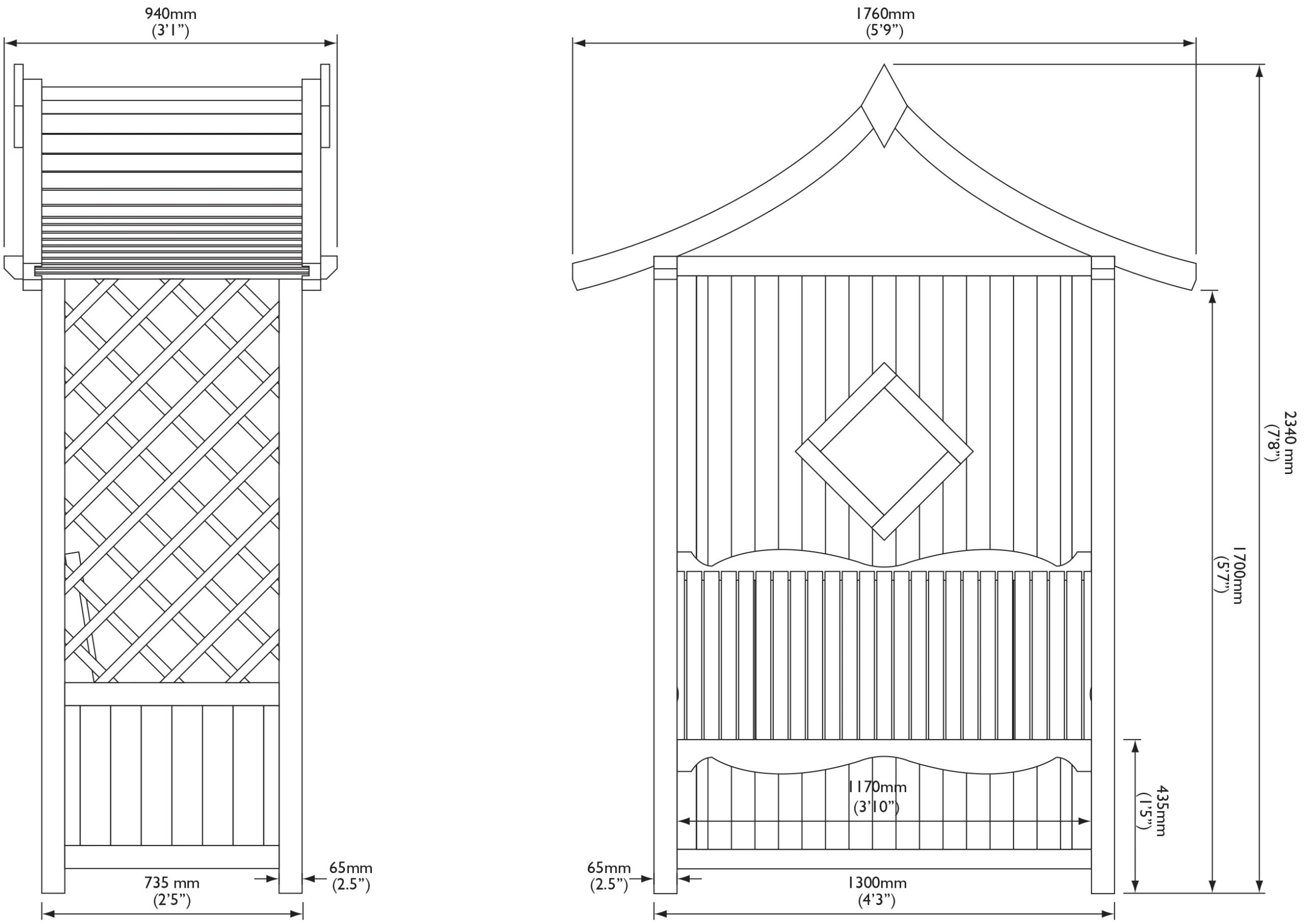 Blooma Elegant Apex Arbour, (H)2340mm (W)1760mm (D)940mm - Assembly Required 5 Blooma Elegant Apex Arbour, (H)2340mm (W)1760mm (D)940mm - Assembly Required - Image 3