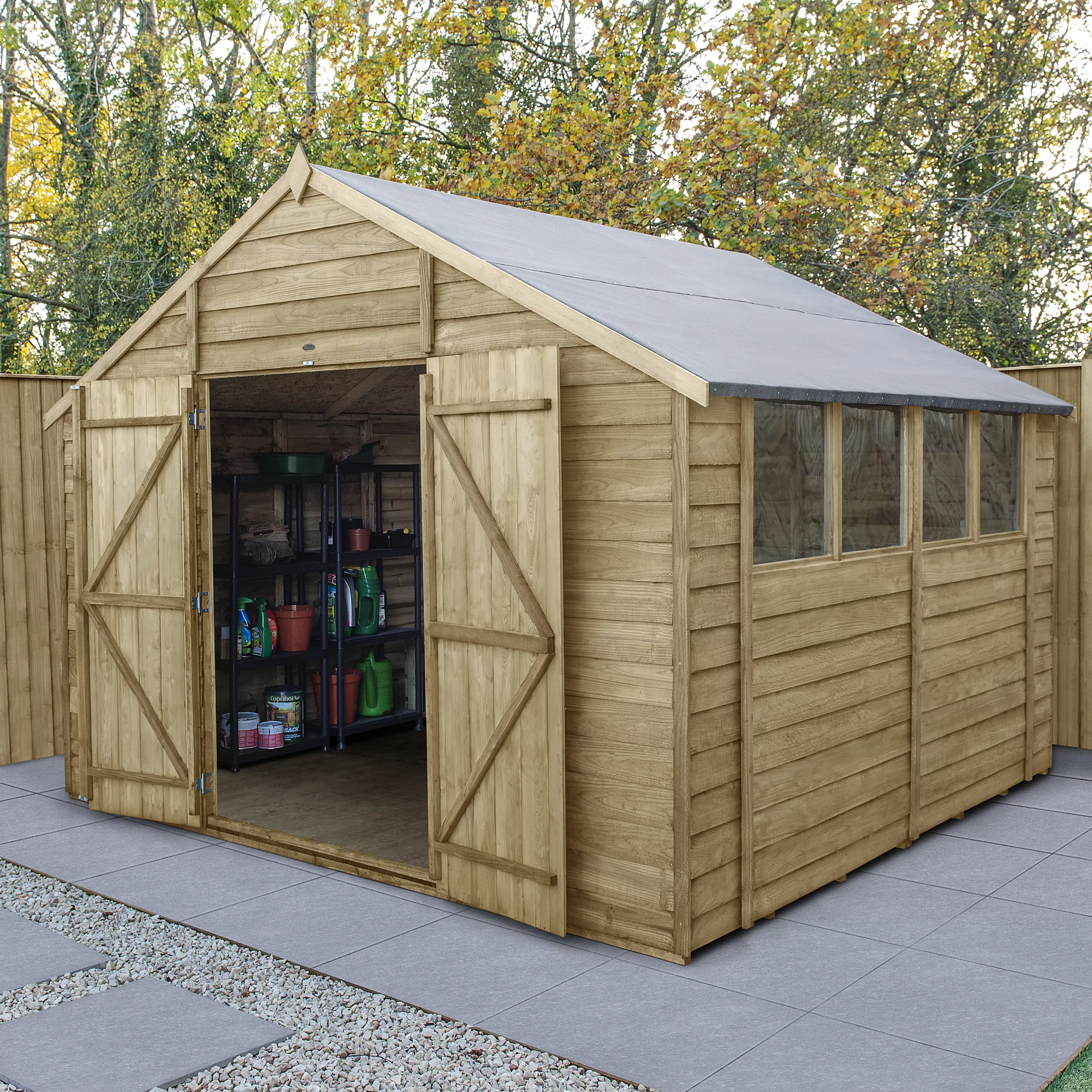 Forest Garden 10x10 Ft Apex Overlap Wooden 2 Door 4 Windows Shed With Floor 3 Forest Garden 10x10 Ft Apex Overlap Wooden 2 Door 4 Windows Shed With Floor