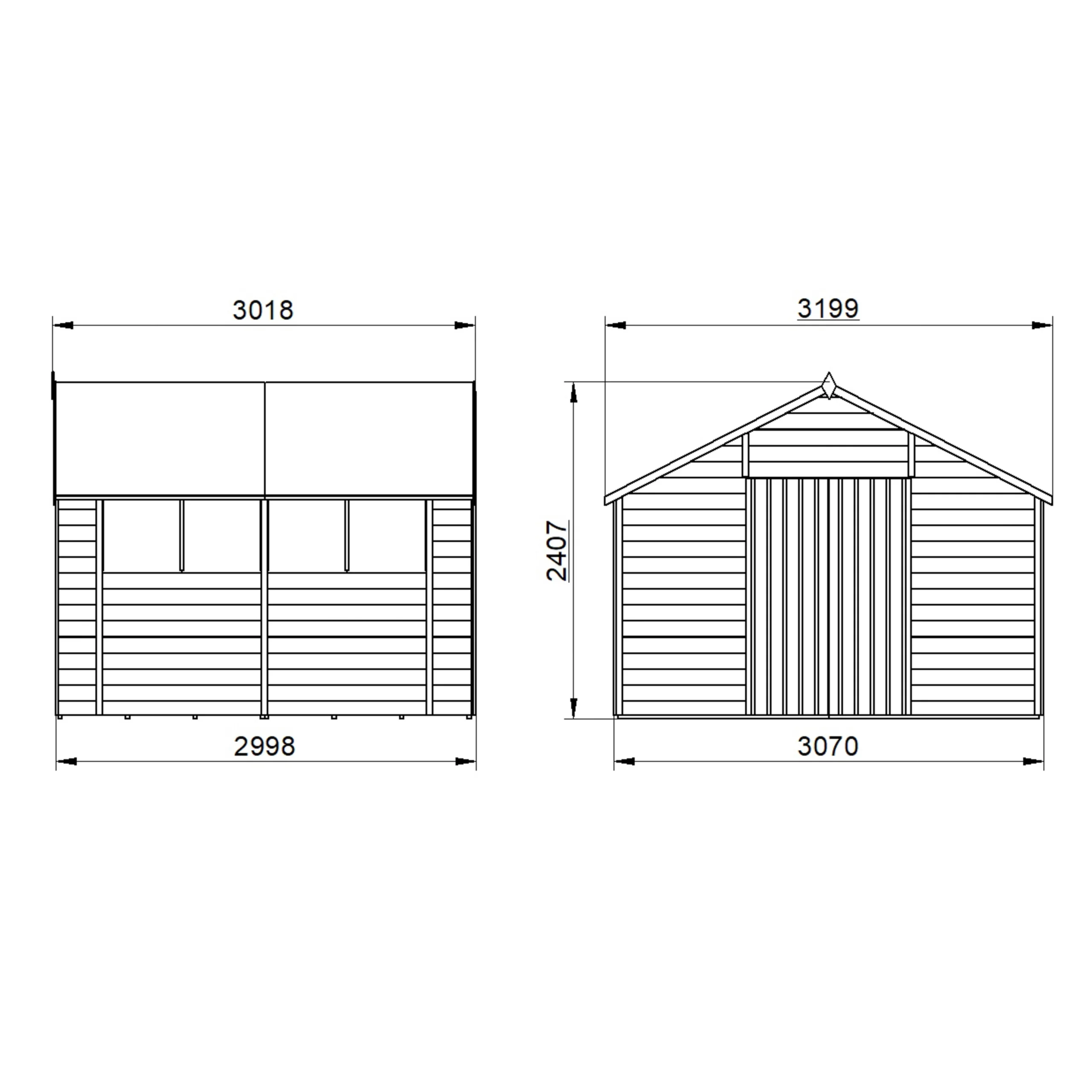 Forest Garden 10x10 Ft Apex Overlap Wooden 2 Door 4 Windows Shed With Floor 9 Forest Garden 10x10 Ft Apex Overlap Wooden 2 Door 4 Windows Shed With Floor - Image 7