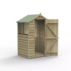 Forest Garden 4x3 Apex Pressure Treated Overlap Wooden Shed With Floor - Assembly Service Included