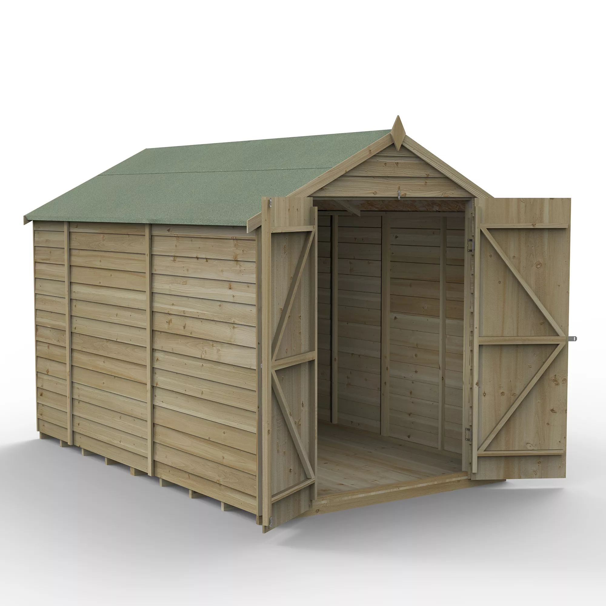 Forest Garden 6x10 Apex Pressure Treated Overlap Wooden Shed With Floor (Base Included) - Assembly Service Included