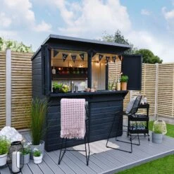 Forest Garden 6x3 Ft Pent Shiplap Garden Bar With Single Door -Garden & Outdoors forest garden 6x3 ft pent shiplap garden bar with single door5013053184066 02i bq