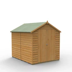 Front Page -Garden & Outdoors forest garden 6x8 apex dip treated shiplap wooden shed with floor base included 5013053194102 02c