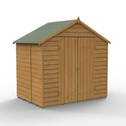 Front Page -Garden & Outdoors forest garden 7x5 apex dip treated shiplap wooden shed with floor base included 5013053194140 02c