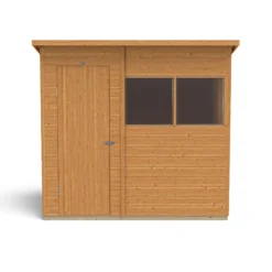 Forest Garden 7x5 Ft Pent Shiplap Wooden 2 Windows Shed With Floor (Base Included) -Garden & Outdoors forest garden 7x5 ft pent shiplap wooden 2 windows shed with floor base included 5013053178942 04c bq