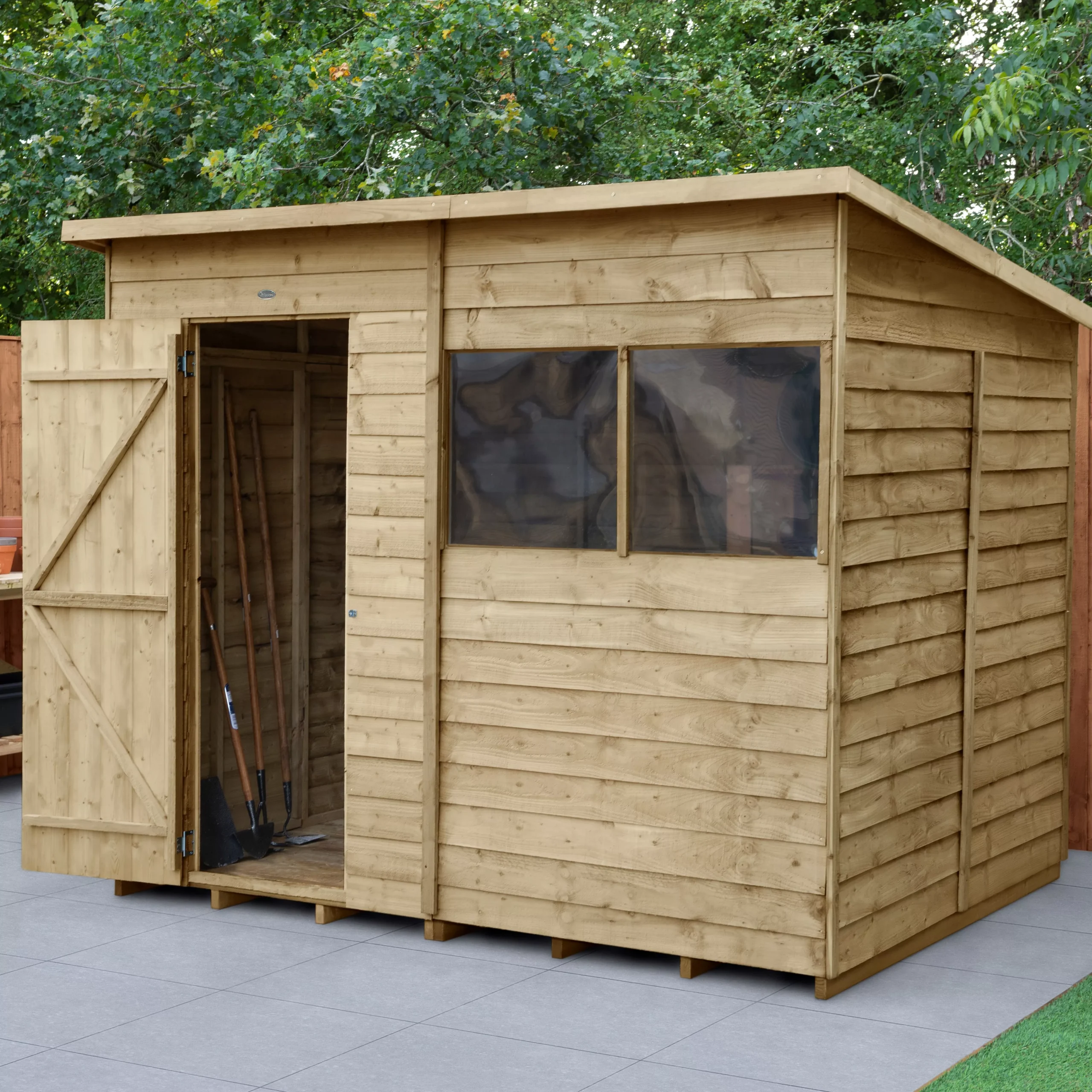 Forest Garden 8x6 Pent Pressure Treated Overlap Wooden Shed With Floor - Assembly Service Included 3 Forest Garden 8x6 Pent Pressure Treated Overlap Wooden Shed With Floor - Assembly Service Included