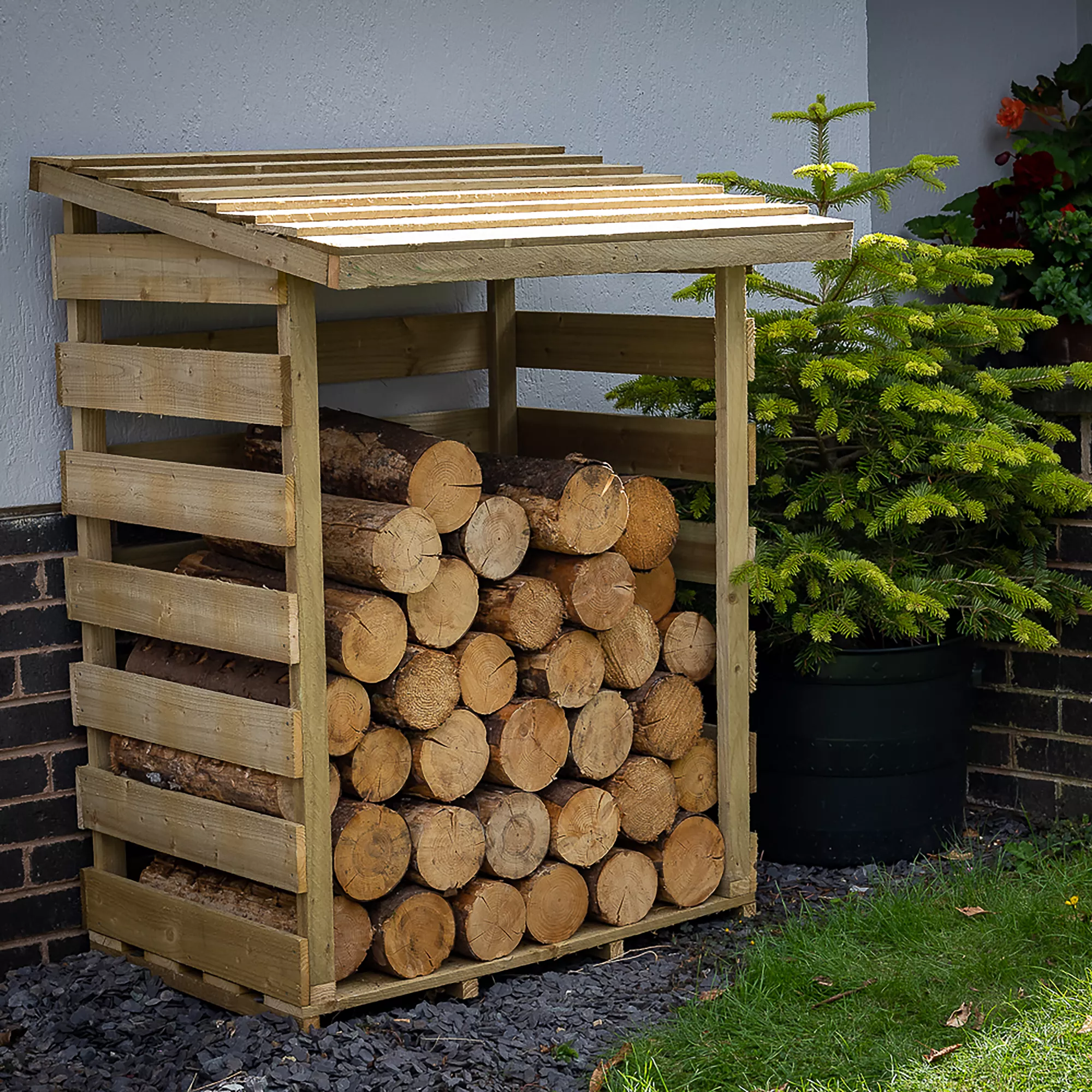 Forest Garden Compact Timber 3x3 Ft Pent Log Store 8 Forest Garden Compact Timber 3x3 Ft Pent Log Store - Image 6