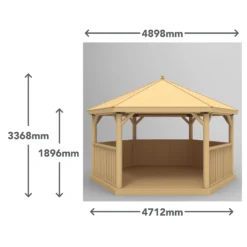 Forest Garden Furnished Cedar Roof Hexagonal Gazebo, (W)4900mm (D)4240mm (Green Cushion Included) -Garden & Outdoors forest garden furnished cedar roof hexagonal gazebo w 4900mm d 4240mm green cushion included 5013053172612 01t