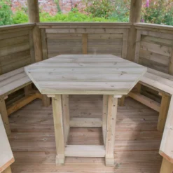 Forest Garden Furnished Hexagonal Gazebo, (W)3.3m (D)2.84m -Garden & Outdoors forest garden furnished hexagonal gazebo w 3 3m d 2 84m5013053172377 05i