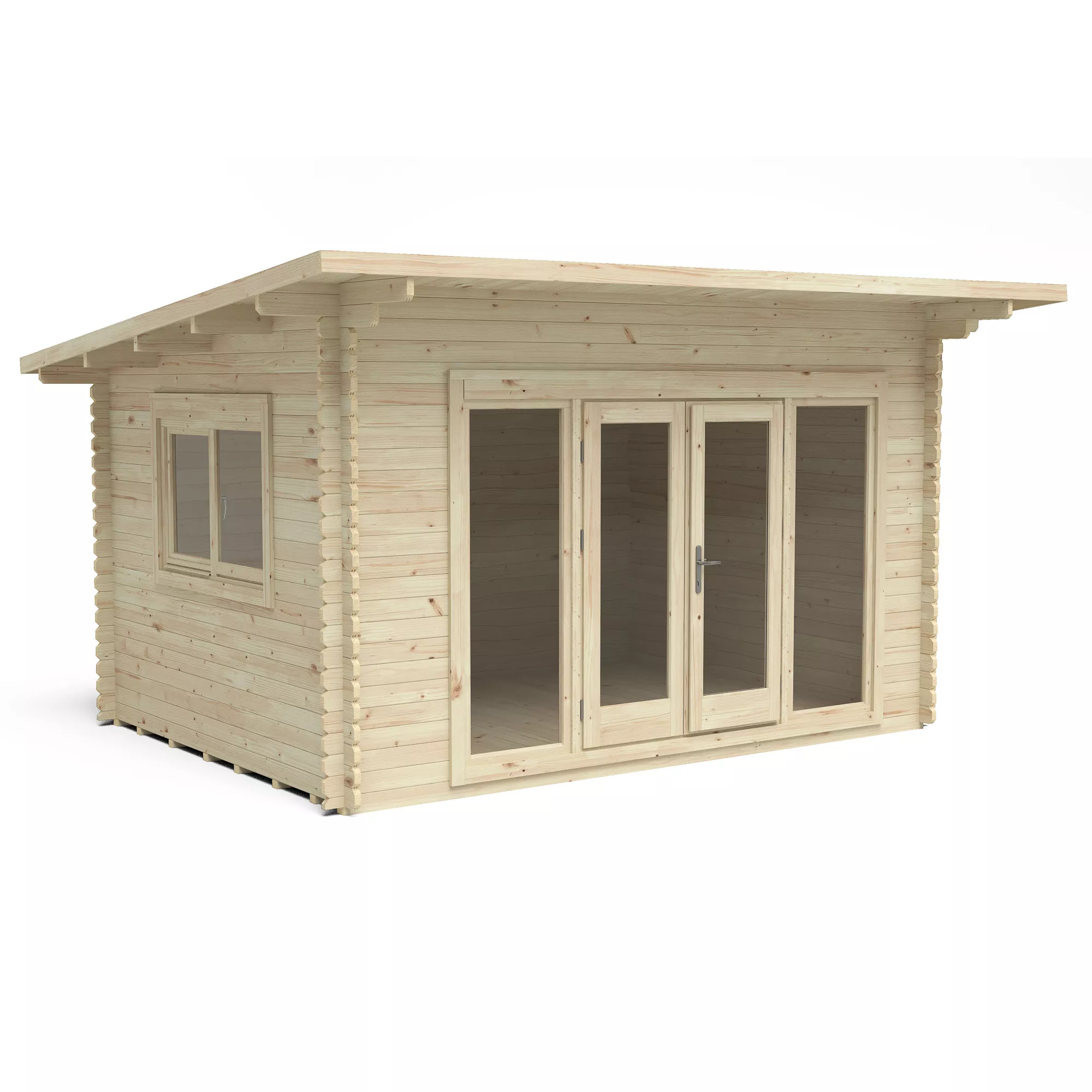 Forest Garden Melbury 4x3 Toughened Glass Pent Loglap Solid Wood Cabin With Double Door - Assembly Service Included 4 Forest Garden Melbury 4x3 Toughened Glass Pent Loglap Solid Wood Cabin With Double Door - Assembly Service Included - Image 2