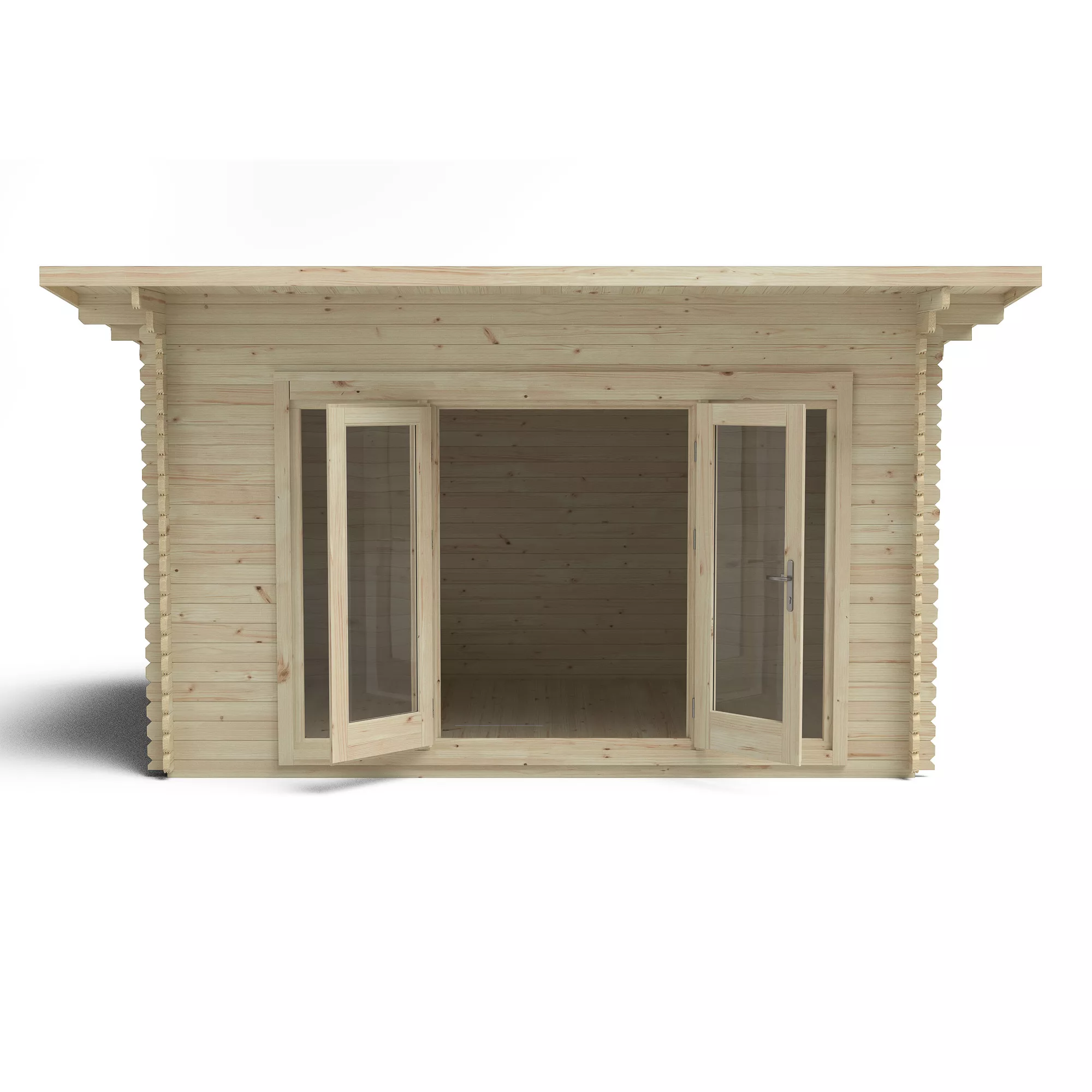 Forest Garden Melbury 4x3 Toughened Glass Pent Loglap Solid Wood Cabin With Double Door - Assembly Service Included 5 Forest Garden Melbury 4x3 Toughened Glass Pent Loglap Solid Wood Cabin With Double Door - Assembly Service Included - Image 3