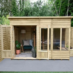 Forest Garden Oakley 10x6 Pent Overlap Solid Wood Summer House With Double Door - Assembly Service Included -Garden & Outdoors forest garden oakley 10x6 pent overlap solid wood summer house with double door assembly service included5013053188682 03i bq