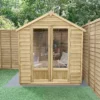 Forest Garden Oakley 6x4 Apex Overlap Solid Wood Summer House With Double Door (Base Included) -Garden & Outdoors forest garden oakley 6x4 apex overlap solid wood summer house with double door base included 5013053188446 01i bq