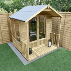 Forest Garden Oakley 6x6 Apex Overlap Solid Wood Summer House With Double Door - Assembly Service Included -Garden & Outdoors forest garden oakley 6x6 apex overlap solid wood summer house with double door assembly service included5013053188491 02i bq