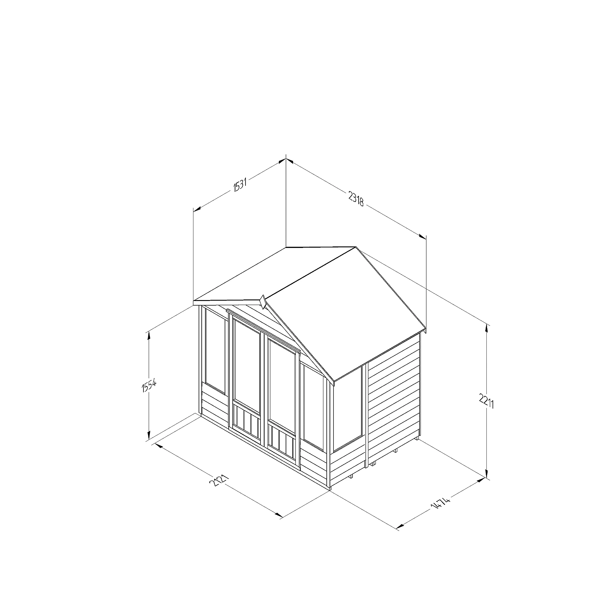 Forest Garden Oakley 7x5 Apex Overlap Solid Wood Summer House With Double Door (Base Included) - Assembly Service Included 7 Forest Garden Oakley 7x5 Apex Overlap Solid Wood Summer House With Double Door (Base Included) - Assembly Service Included - Image 5