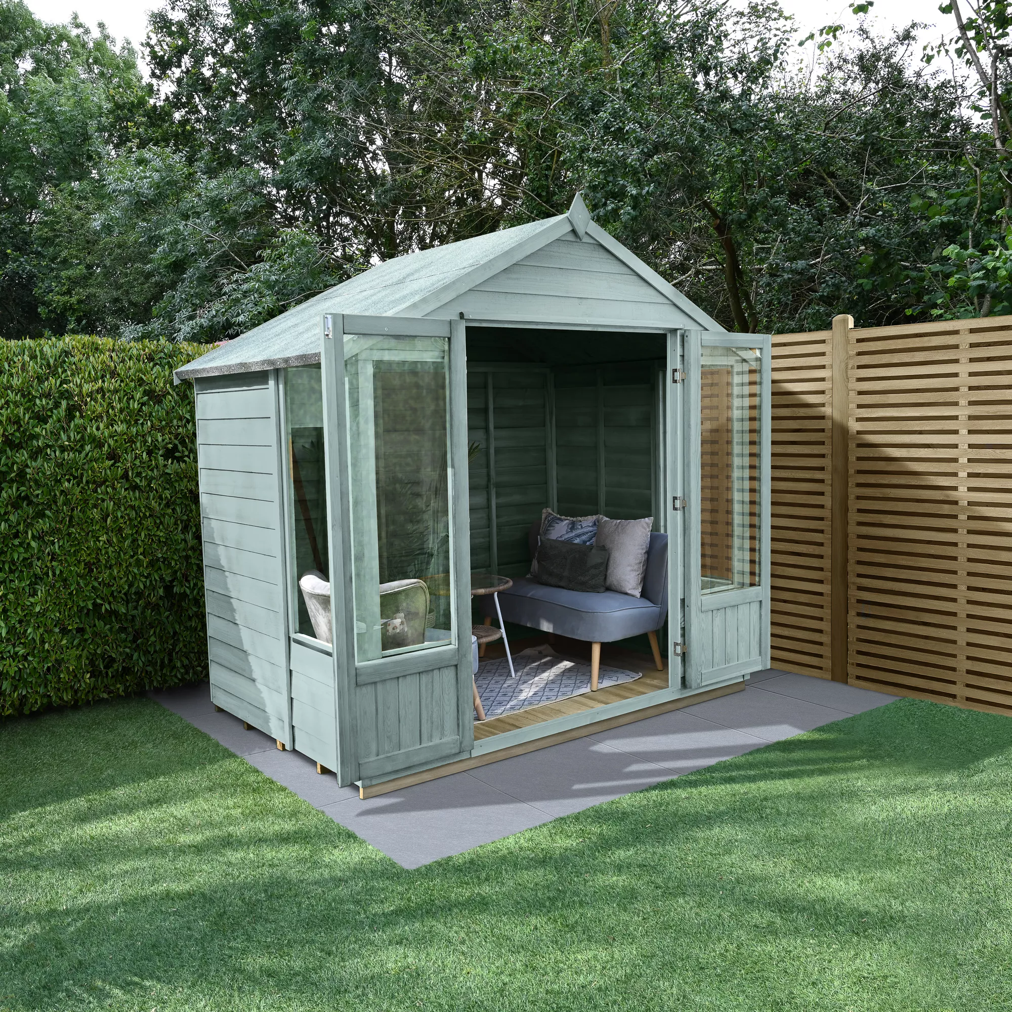 Forest Garden Oakley 7x5 Apex Overlap Solid Wood Summer House With Double Door (Base Included) - Assembly Service Included 6 Forest Garden Oakley 7x5 Apex Overlap Solid Wood Summer House With Double Door (Base Included) - Assembly Service Included - Image 4