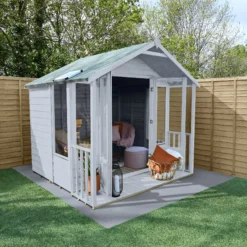 Forest Garden Oakley 7x7 Apex Overlap Solid Wood Summer House With Double Door (Base Included) - Assembly Service Included -Garden & Outdoors forest garden oakley 7x7 apex overlap solid wood summer house with double door base included assembly service included5013053188705 03i bq