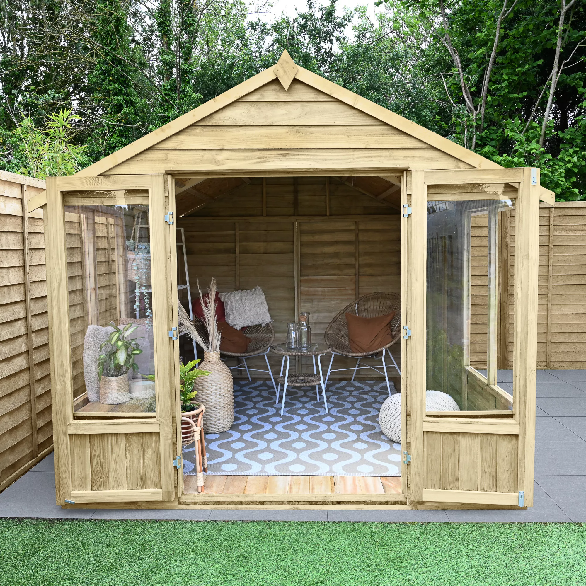 Forest Garden Oakley 8x10 Apex Overlap Solid Wood Summer House With Double Door (Base Included) - Assembly Service Included 3 Forest Garden Oakley 8x10 Apex Overlap Solid Wood Summer House With Double Door (Base Included) - Assembly Service Included