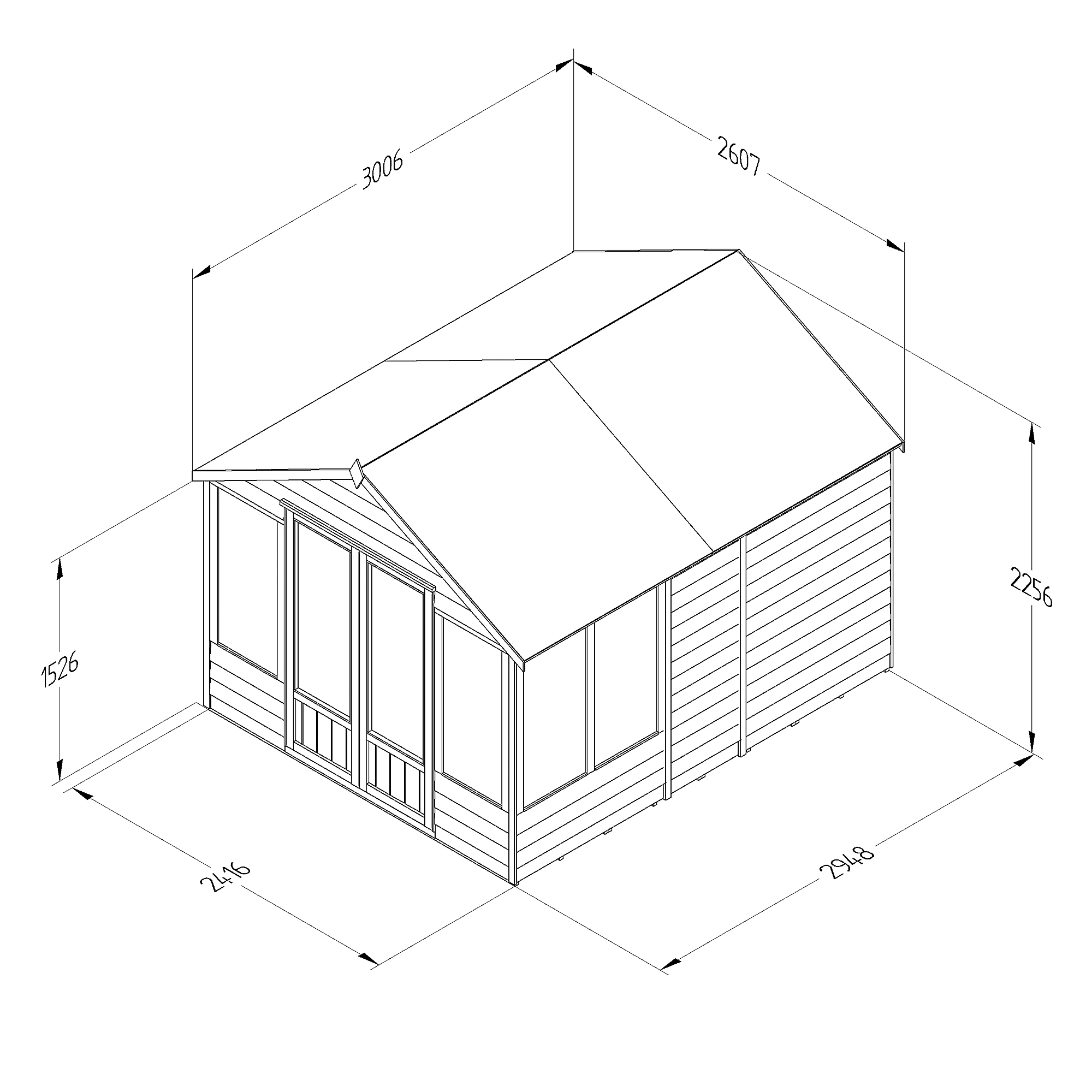 Forest Garden Oakley 8x10 Apex Overlap Solid Wood Summer House With Double Door (Base Included) - Assembly Service Included 6 Forest Garden Oakley 8x10 Apex Overlap Solid Wood Summer House With Double Door (Base Included) - Assembly Service Included - Image 4