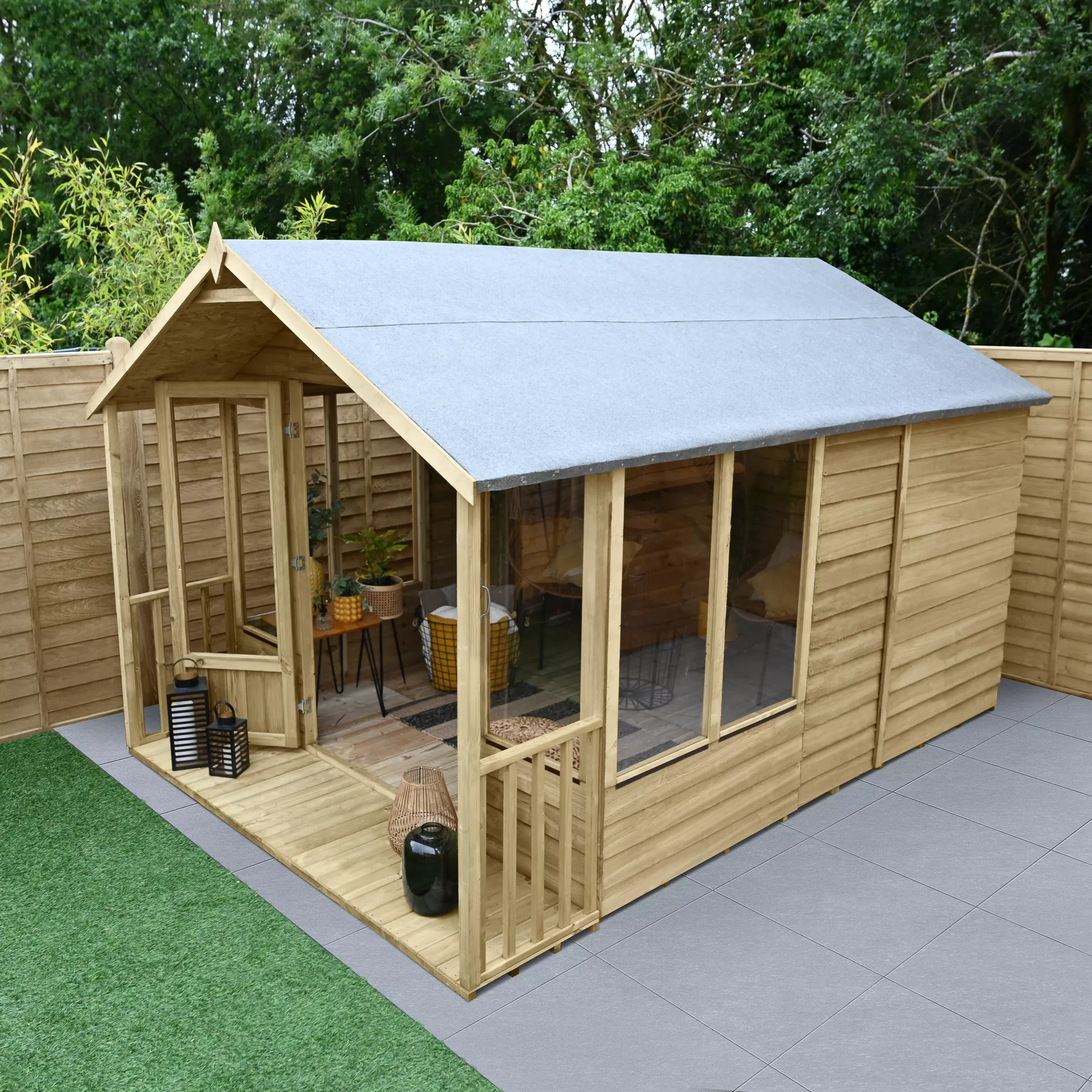 Forest Garden Oakley 8x12 Apex Overlap Solid Wood Summer House With Double Door (Base Included) 6 Forest Garden Oakley 8x12 Apex Overlap Solid Wood Summer House With Double Door (Base Included) - Image 4