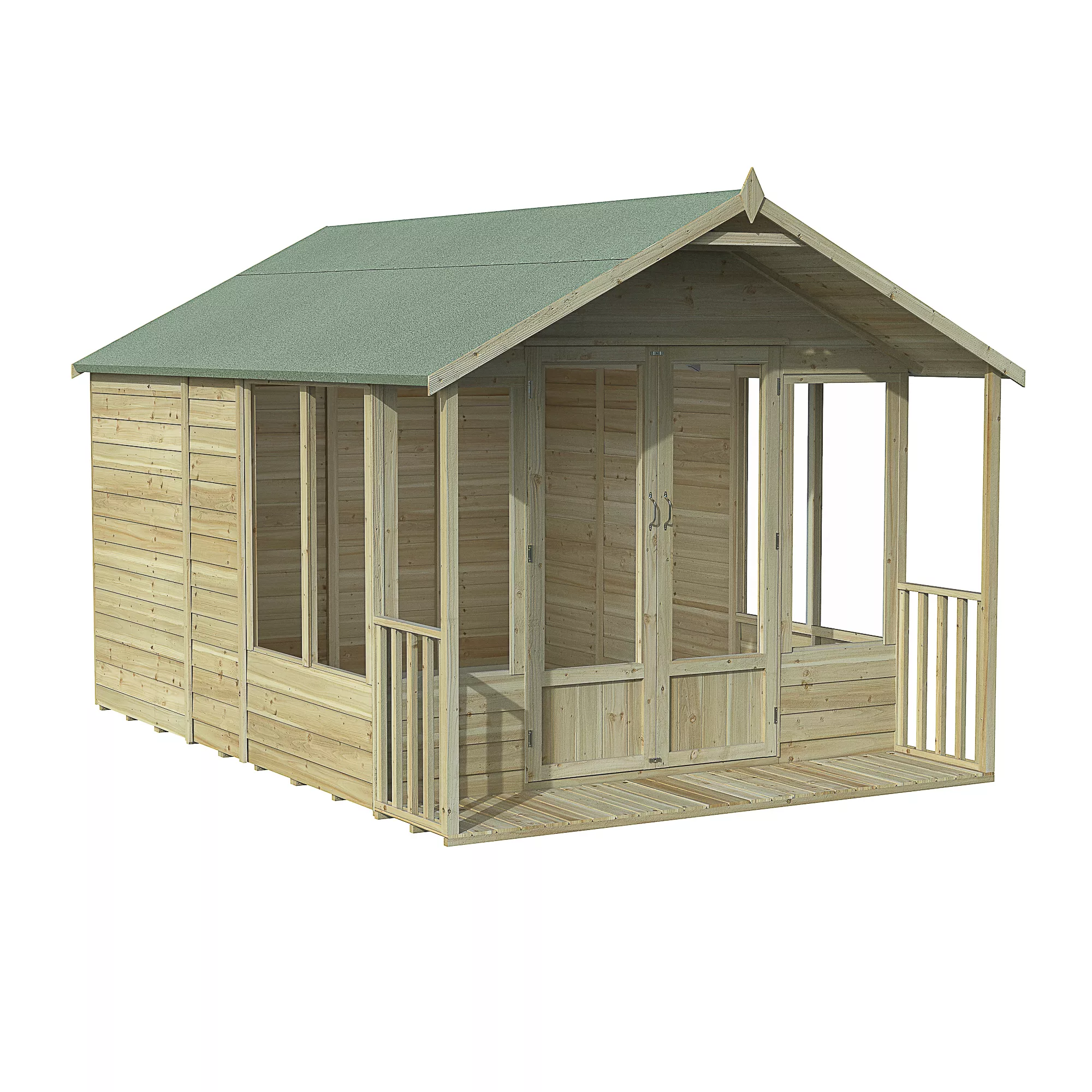 Forest Garden Oakley 8x12 Apex Overlap Solid Wood Summer House With Double Door (Base Included) - Assembly Service Included 4 Forest Garden Oakley 8x12 Apex Overlap Solid Wood Summer House With Double Door (Base Included) - Assembly Service Included - Image 2
