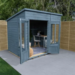 Forest Garden Oakley 8x6 Pent Overlap Solid Wood Summer House With Double Door (Base Included) -Garden & Outdoors forest garden oakley 8x6 pent overlap solid wood summer house with double door base included 5013053188668 02i bq