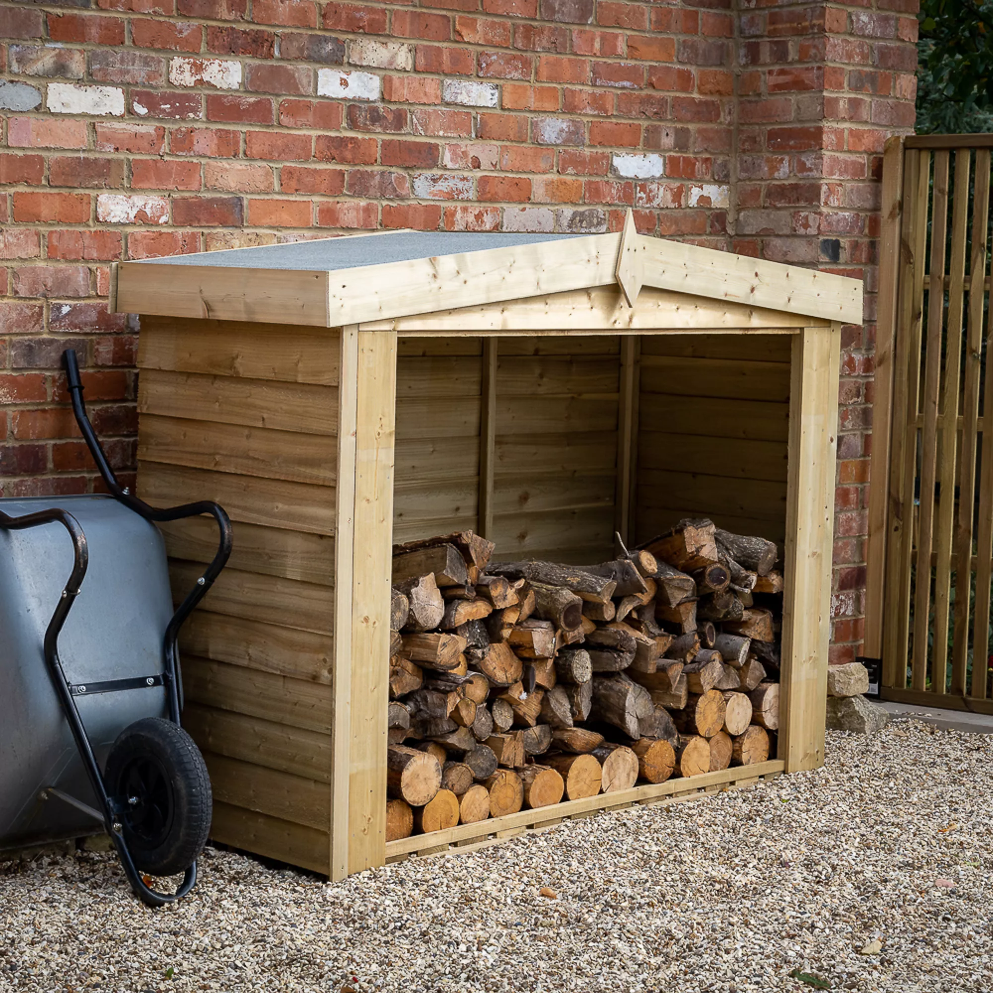 Forest Garden Overlap Timber 6x5 Ft Apex Log Store 3 Forest Garden Overlap Timber 6x5 Ft Apex Log Store