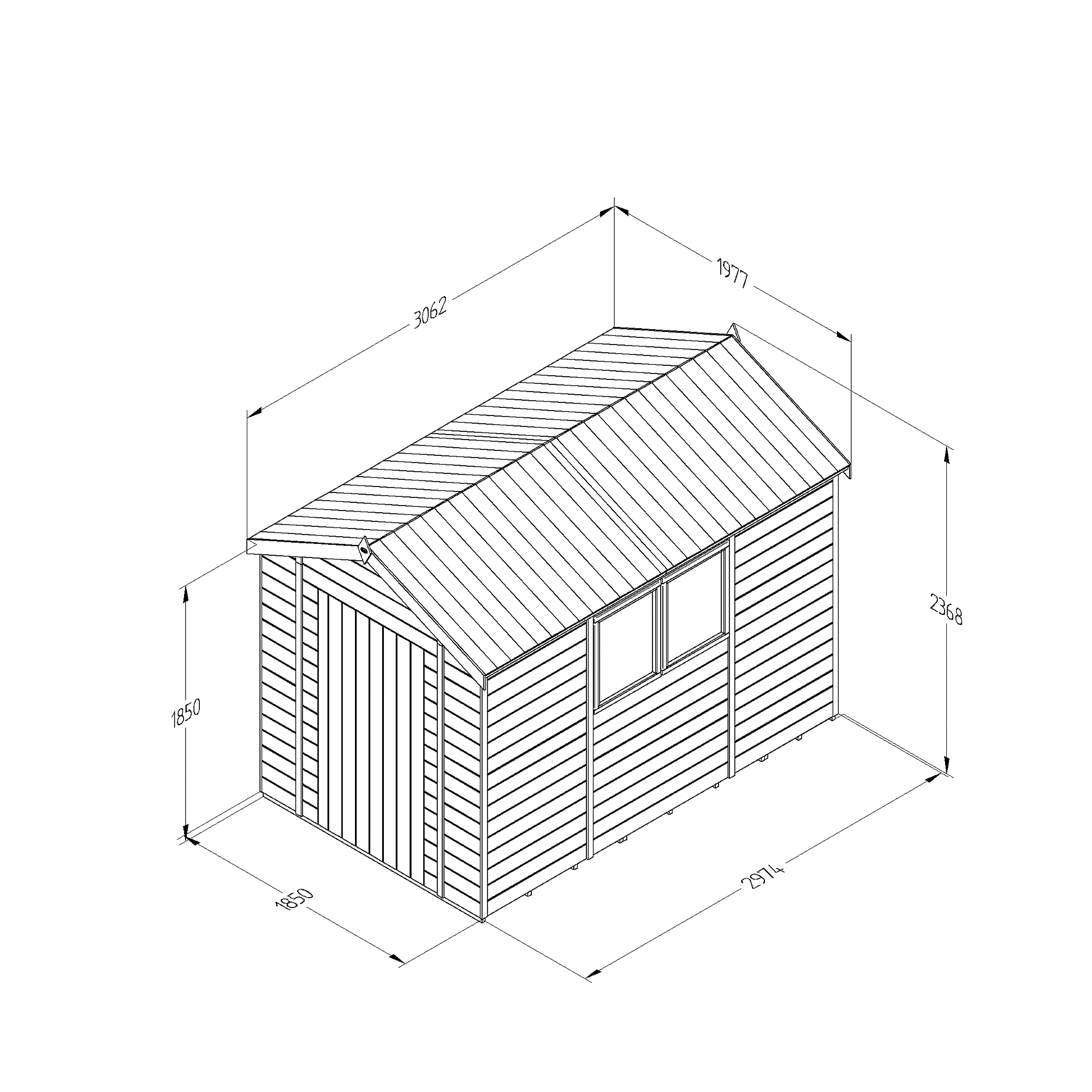 Forest Garden Timberdale 10x6 Ft Apex Tongue & Groove Wooden Shed With Floor (Base Included) 5 Forest Garden Timberdale 10x6 Ft Apex Tongue & Groove Wooden Shed With Floor (Base Included) - Image 3