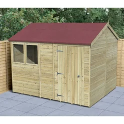 Forest Garden Timberdale 10x8 Ft Reverse Apex Tongue & Groove Wooden Shed With Floor