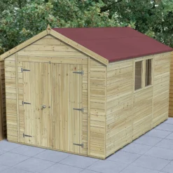 Forest Garden Timberdale 12x8 Ft Apex Tongue & Groove Solid Wood Shed With Floor (Base Included)