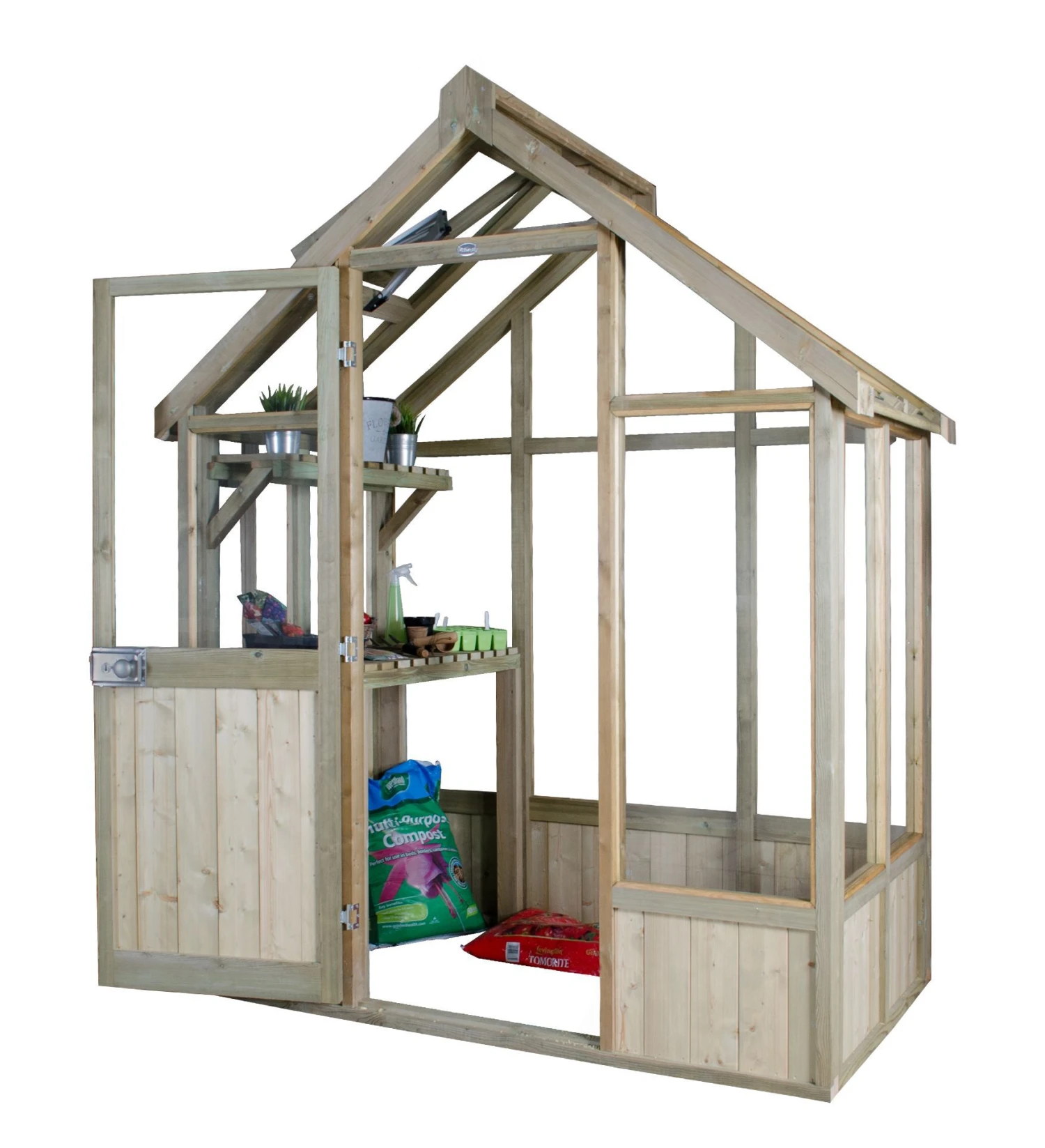 Forest Garden Vale Natural Timber 6x4 Greenhouse 3 Forest Garden Vale Natural Timber 6x4 Greenhouse