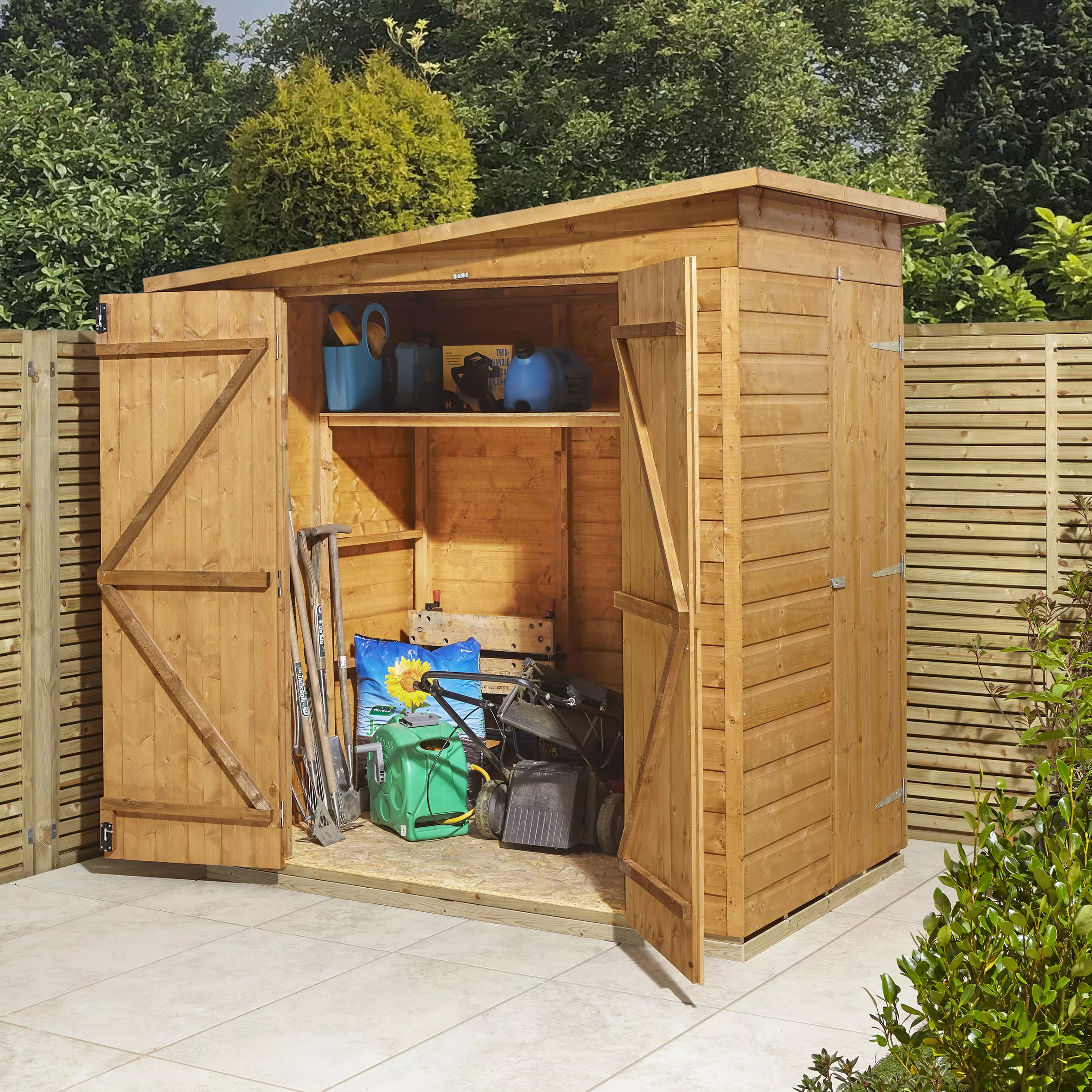 GoodHome Clapperton 6x4 Pent Dip Treated Shiplap Shed With Floor - Assembly Service Included 6 GoodHome Clapperton 6x4 Pent Dip Treated Shiplap Shed With Floor - Assembly Service Included - Image 4