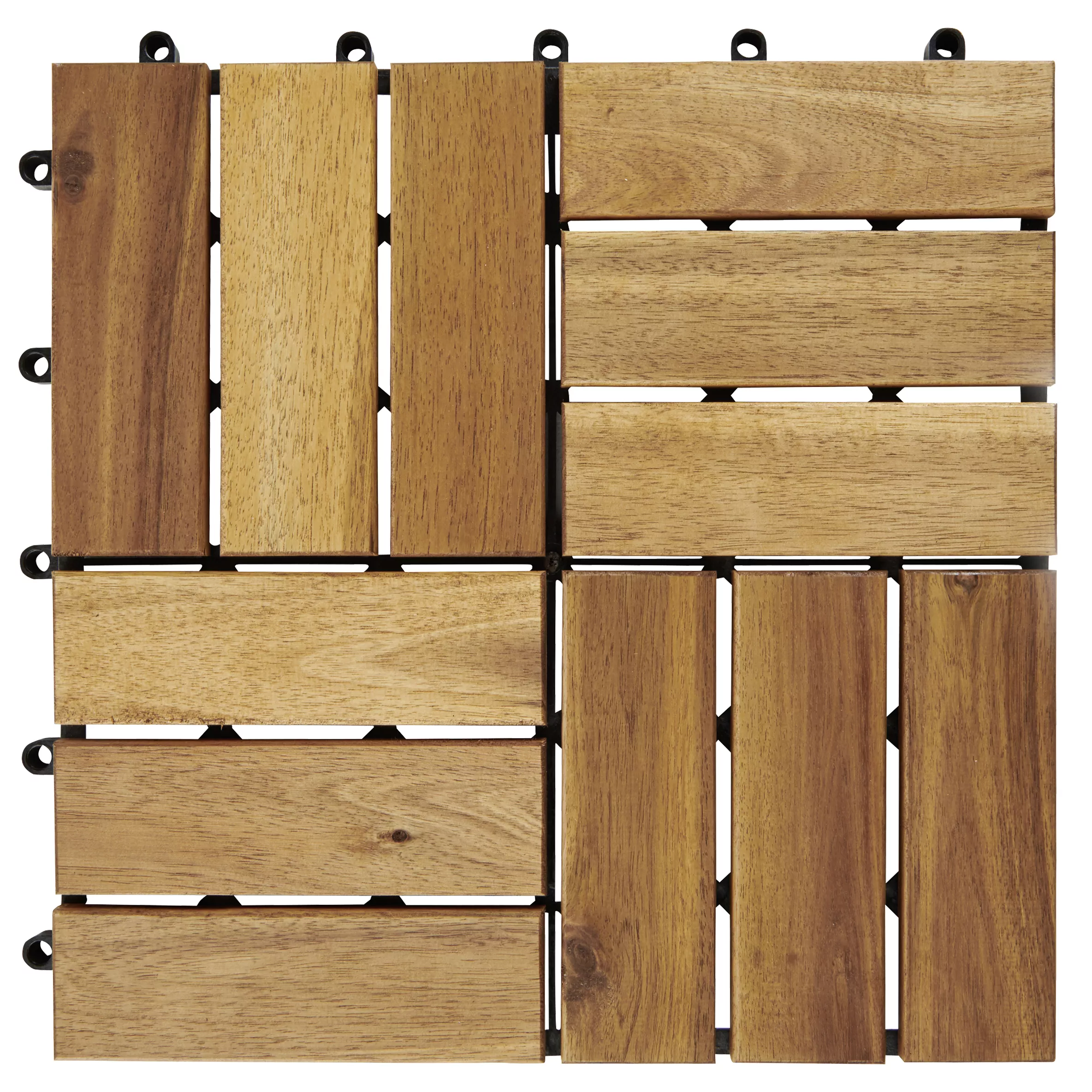 GoodHome Lempa Brown Acacia Clippable Deck Tile (L)0.3m (W)300mm (T)24mm, Pack Of 4 11 GoodHome Lempa Brown Acacia Clippable Deck Tile (L)0.3m (W)300mm (T)24mm, Pack Of 4 - Image 9
