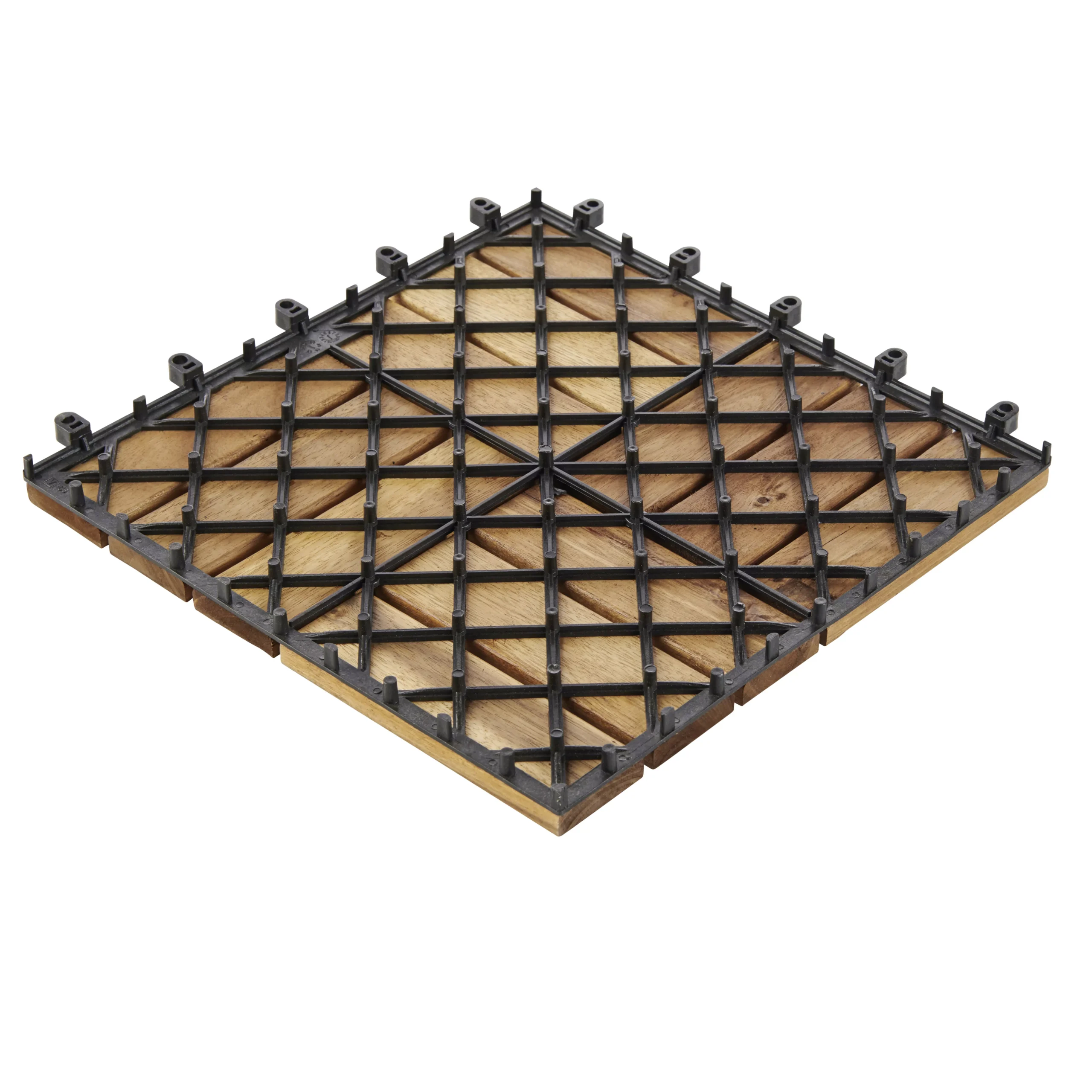 GoodHome Lempa Brown Acacia Clippable Deck Tile (L)0.3m (W)300mm (T)24mm, Pack Of 4 4 GoodHome Lempa Brown Acacia Clippable Deck Tile (L)0.3m (W)300mm (T)24mm, Pack Of 4 - Image 2