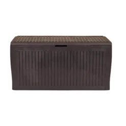Keter Comfy Wood Effect Plastic Garden Storage Box 270L -Garden & Outdoors keter comfy wood effect plastic garden storage box 270l7290106930179 03c