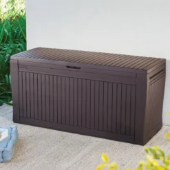 Keter Comfy Wood Effect Plastic Garden Storage Box 270L