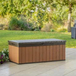 Keter Darwin Wood Effect 5x2 Garden Storage Bench Box 380L -Garden & Outdoors keter darwin wood effect 5x2 garden storage bench box 380l7290112636225 03i bq