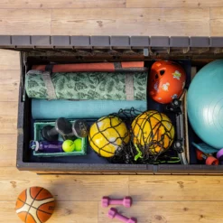 Keter Darwin Wood Effect 5x2 Garden Storage Bench Box 380L -Garden & Outdoors keter darwin wood effect 5x2 garden storage bench box 380l7290112636225 04i bq