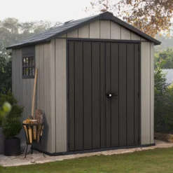 Keter Oakland Apex Grey Plastic 2 Door Shed With Floor