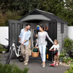 Keter Premier Grey Plastic 2 Door 2 Windows Shed With Floor (Base Included) -Garden & Outdoors keter premier grey plastic 2 door 2 windows shed with floor base included 7290112637284 01i