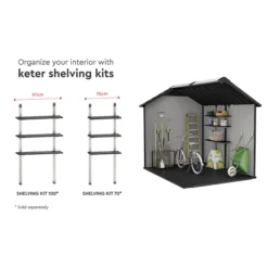 Keter Premier Grey Plastic 2 Door 2 Windows Shed With Floor (Base Included) -Garden & Outdoors keter premier grey plastic 2 door 2 windows shed with floor base included 7290112637284 43c