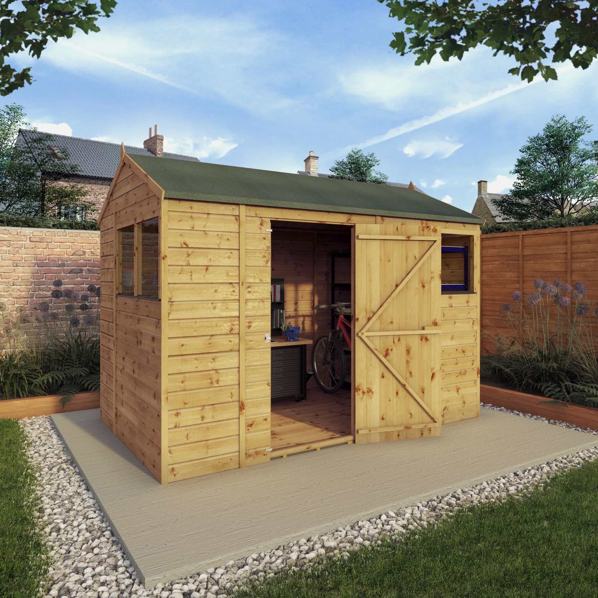 Mercia 10x6 Ft Reverse Apex Tongue & Groove Wooden 4 Windows Shed With Floor 10 Mercia 10x6 Ft Reverse Apex Tongue & Groove Wooden 4 Windows Shed With Floor - Image 8