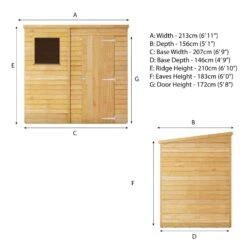 Mercia 7x5 Ft Pent Overlap Wooden Shed With Floor -Garden & Outdoors mercia 7x5 ft pent overlap wooden shed with floor5029442075143 01t