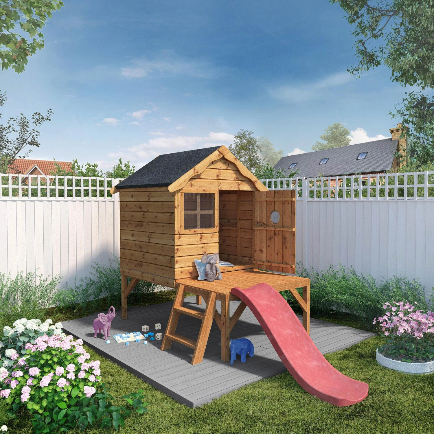 Mercia 8x10 Snug Apex Shiplap Tower Slide Playhouse - Assembly Service Included 4 Mercia 8x10 Snug Apex Shiplap Tower Slide Playhouse - Assembly Service Included - Image 2