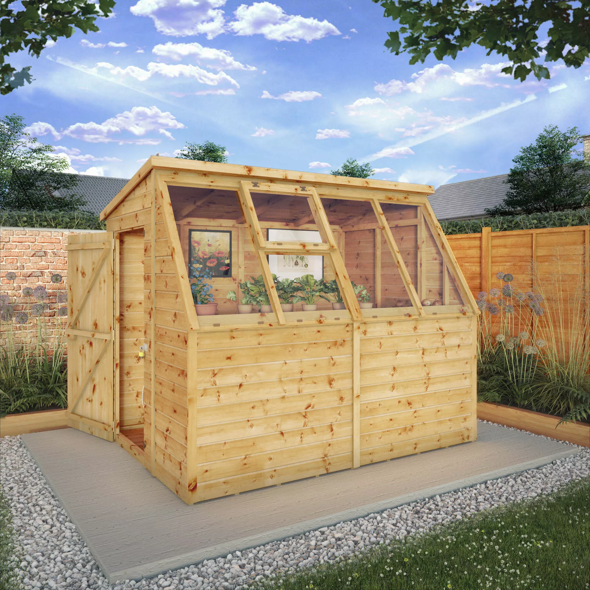 Mercia 8x6 Ft Pent Tongue & Groove Wooden 5 Windows Potting Shed With Floor